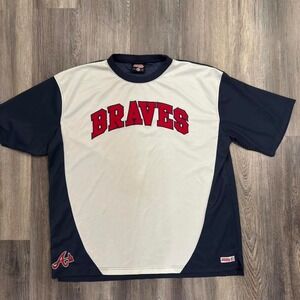 Y2K Atlanta Braves Stitches Jersey Embroidered Shirt Men's 2XL